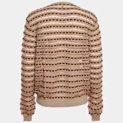 M Missoni Brown Pointelle Knit Button Front Cardigan L