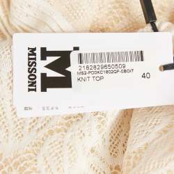 Pre Owned M Missoni White Sea Shell Pattern Lurex Knit Top S