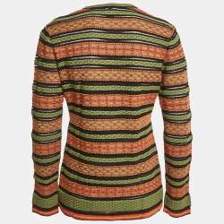 M Missoni Green/Black Patterned Knit Long Sleeve Top L