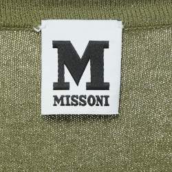 Pre Owned M Missoni Green Stretch Knit Crewneck Top S
