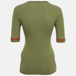 Pre Owned M Missoni Green Stretch Knit Crewneck Top S