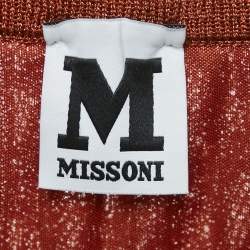 Pre Owned M Missoni Brown Patterned Lurex Knit Maxi Skirt L