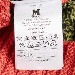 M Missoni Green/Brown Intarsia Wool-Blend Crewneck Sweater L