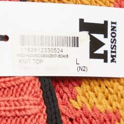 M Missoni Green/Brown Intarsia Wool-Blend Crewneck Sweater L