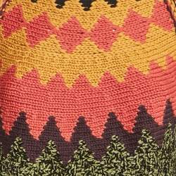 M Missoni Green/Brown Intarsia Wool-Blend Crewneck Sweater L