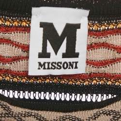 Pre Owned M Missoni Brown/Black Patterned Knit Top M