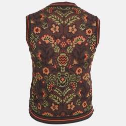 M Missoni Burgundy Floral Pattern Knit Sleeveless Top S