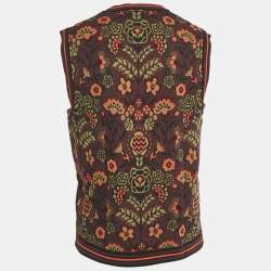 Pre Owned M Missoni Burgundy Floral Pattern Knit Sleeveless Top L