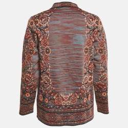 Pre Owned M Missoni Brown Floral Pattern Knit Cardigan M