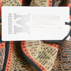 Pre Owned M Missoni Teal Green/Orange Floral Pattern Knit Cardigan M