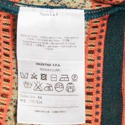 Pre Owned M Missoni Teal Green/Orange Floral Pattern Knit Cardigan M