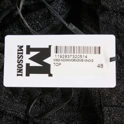 M Missoni Black Lurex Knit Gathered Sleeveless Top L