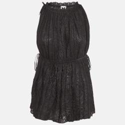 M Missoni Black Lurex Knit Gathered Sleeveless Top L