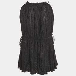 Pre Owned M Missoni Black Lurex Knit Gathered Sleeveless Top M