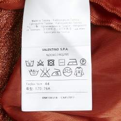 M Missoni Orange Lurex Knit Pleated Maxi Skirt M