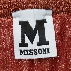 M Missoni Orange Lurex Knit Pleated Maxi Skirt M