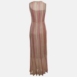 M Missoni Brown Striped Lurex Knit Maxi Dress M