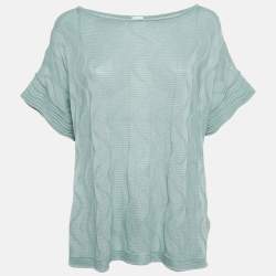 M Missoni Green Patterned Knit Short Sleeve Top L