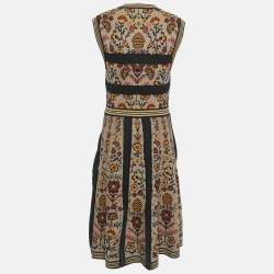 M Missoni Brown Floral Pattern Knit Flared Midi Dress L 