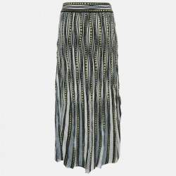 M Missoni Blue/Black Patterned Lurex Knit Maxi Skirt S