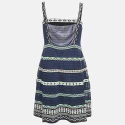 Pre Owned M Missoni Navy Patterned Knit Dress L