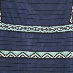 Pre Owned M Missoni Navy Patterned Knit Dress L