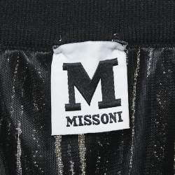 Pre Owned M Missoni Pink/Black Patterned Lurex Knit Maxi Skirt L