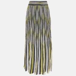 Pre Owned M Missoni Pink/Black Patterned Lurex Knit Maxi Skirt L