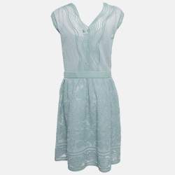 M Missoni Blue Lurex Sea Shell Knit Flared Short Dress M