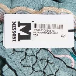 Pre Owned M Missoni Blue Patterned Knit Sleeveless Top M