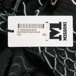 Pre Owned M Missoni Black Patterned Knit Sleeveless Sweater Top S