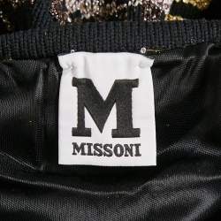 Pre Owned M Missoni Metallic Lurex Patterned Knit V-Neck Sleeveless Dress L