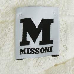 Pre Owned M Missoni White Patterned Knit Sleeveless Long Dress L