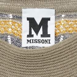 M Missoni Beige/Multicolor Patterned Knit Ruffled Midi Dress L 