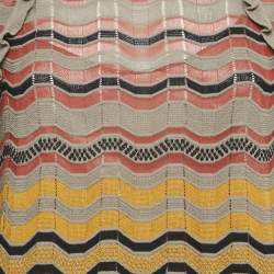 M Missoni Beige/Multicolor Patterned Knit Ruffled Midi Dress L 