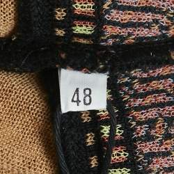 Pre Owned M Missoni Brown/Multicolor Patterned Knit Sleeveless Midi Dress L