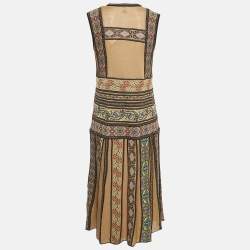 Pre Owned M Missoni Brown/Multicolor Patterned Knit Sleeveless Midi Dress L