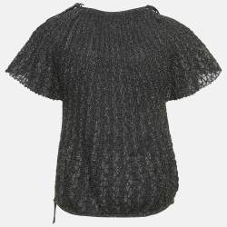 M Missoni Black/Metallic Patterned Lurex Knit Top M