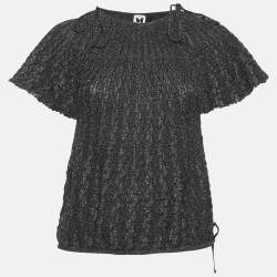 M Missoni Black/Metallic Patterned Lurex Knit Top M