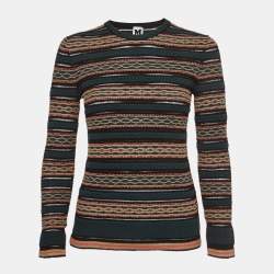 M Missoni Green Patterned Knit Long Sleeve Sweater Top L