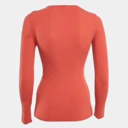 Pre Owned M Missoni Coral Pink Knit Long Sleeve Top S