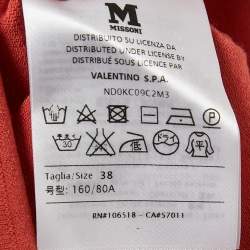 Pre Owned M Missoni Coral Pink Knit Long Sleeve Top S