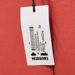 Pre Owned M Missoni Coral Pink Knit Long Sleeve Top S