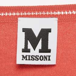 Pre Owned M Missoni Coral Pink Knit Long Sleeve Top S