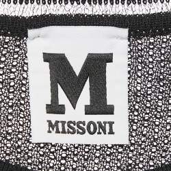 Pre Owned M Missoni Black Textured Knit Sheer Long Sleeve Top S