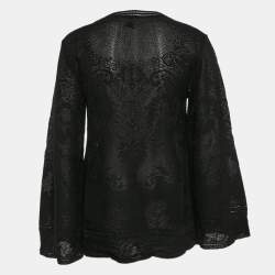 Pre Owned M Missoni Black Textured Knit Sheer Long Sleeve Top S