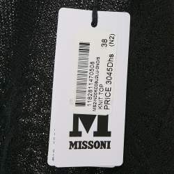 Pre Owned M Missoni Black Textured Knit Sheer Long Sleeve Top S
