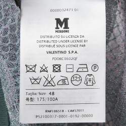 Pre Owned M Missoni Ice Blue Lurex Textured Knit V-Neck Top L