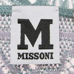 M Missoni Ice Blue Lurex Textured Knit V-Neck Top L