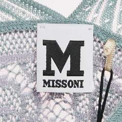 M Missoni Ice Blue Lurex Textured Knit V-Neck Top M